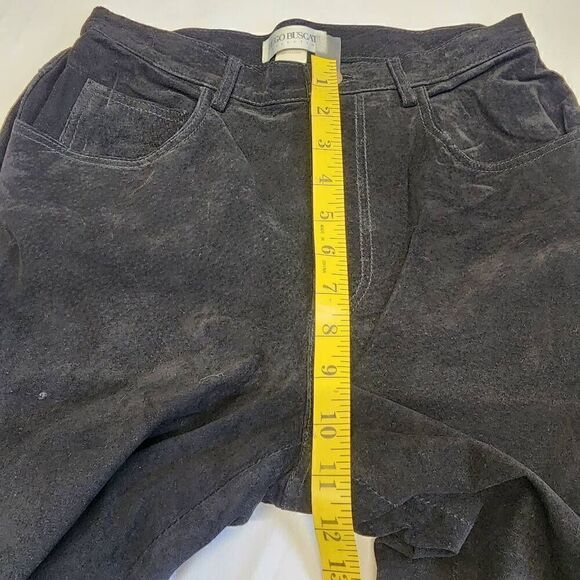 HUGO BUSCATI Collection 100% Leather Women's Black Suede Pants Size 6 Tall D21 - Picture 4 of 8